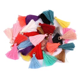 Egurs Pack of 100 Colourful Tassel Pendant Tassel 3 cm Mini Fringe for DIY Jewellery Earrings Crafts Bracelets Key Rings
