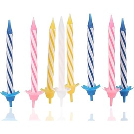PARENCE - Set di 24 candeline di compleanno con 12 ganci - Aggiungi un tocco di colore alle tue torte