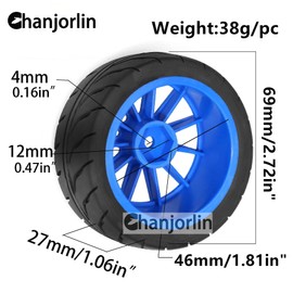 Chanjorlin 1/10 RC On Road Racing Tires and Wheels 12mm Hex OD 2.72'' RC Rally Street Tyres for 1:10 Scale Touring Drift Car Tamiya TT01 TT02 XV01 TA06 A959 PTG2 HPI KYOSHO HSP Traxxas 4PCS (White)