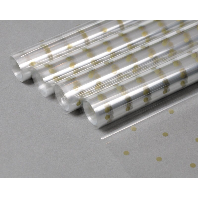 Gold Dot Cellophane Wrap 800mm x 2 Meters
