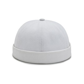 Nanwansu Dome Brimless Docker Cap Sailor Beanie Cap Visorless Hat for Men & Women White