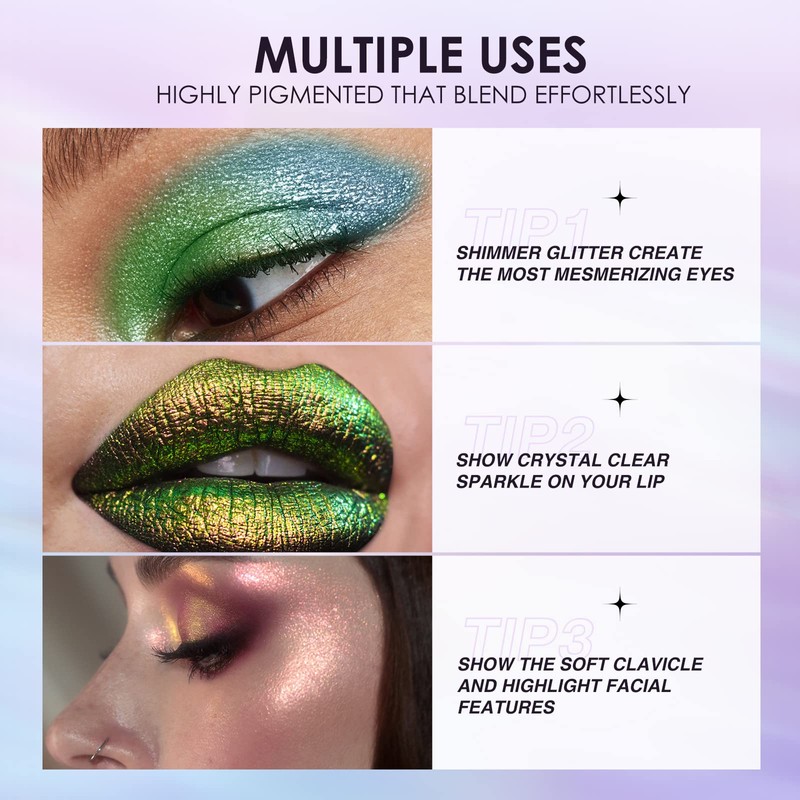 10 Pcs Liquid Glitter Eyeshadow Metallic Shimmer Glitter Eyeshadow Sweatproof