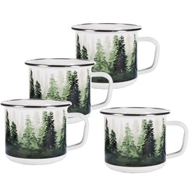 Golden Rabbit Enamelware - Set of 4-24oz Grande Mugs (Forest Glen)