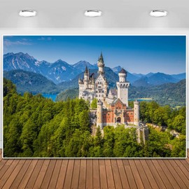 Oktoberfest Germany Neuschwanstein Castle Decorations Backdrop Oktoberfest Decorations Party Backdrop for Bavarian German Beer Festival Party Supplies Decor 8X6FT