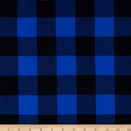 Yarn Dyed Flannel Buffalo Plaid Blue, Fabric by the Yard