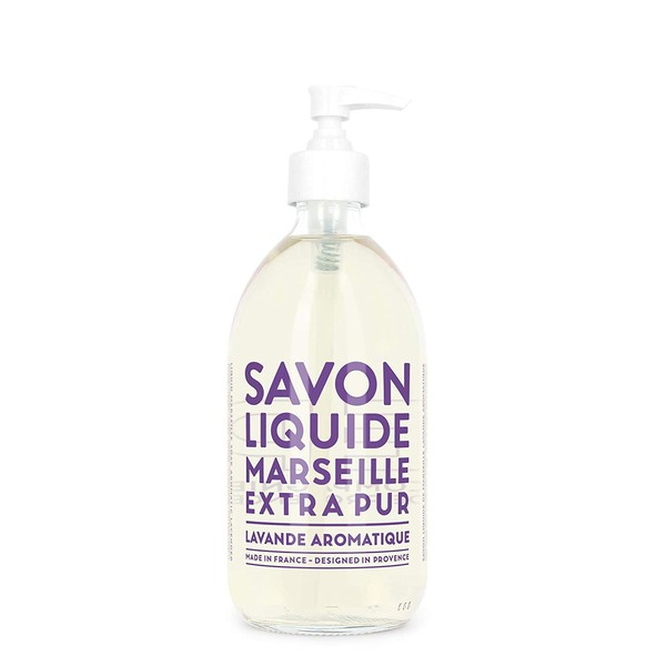 Compagnie de Provence Savon de Marseille Extra Pure Liquid Soap - Aromatic Lavender - 16.7 Fl Oz Glass Pump Bottle