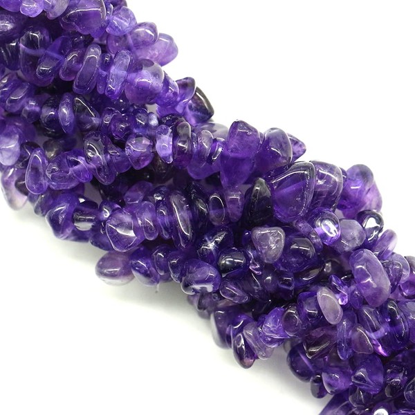 260pcs Natural Amethyst Crystal Beads Chips 5mm to 8mm Irregular Gemstone Beads with Holes DIY for Bracelet Necklace Earrings Jewellery Making Craft 32 inch