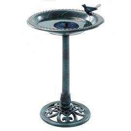 Emerald Standing Bird Bath w/Solar Fountain by Prime Retreat