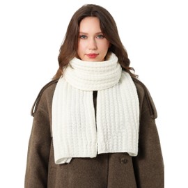 DonDon scarf for women uk winter scarf knitted scarf - White