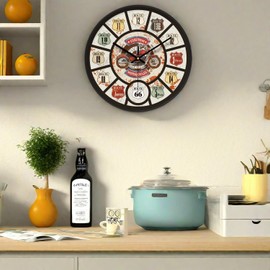 NUOVO 12 Inch Vintage Wall Clock Motorcycle Wall Clock with Numbers Retro Wall Clocks Silent Living Room Bedroom Office Home Decor