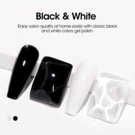 Gellen Black and White Gel Polish Set, 10ml Milky White Pure Black Color Gel Nail Polish Set, Soak off U V French Tip Gel Polish Set Long Lasting Fingernail Polish for Salon Manicure