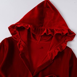 Verve Jelly Baby Toddler Girls Boys Hooded Bathing Towel Set Kid Long Sleeve Bathrobe Pajamas Bathing Robe with Belt Pockets Outfit 120 Red 5-6 Years