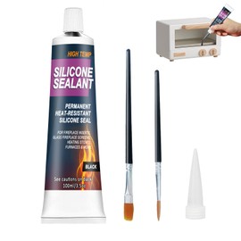 CAMUTKRY 482°F High Temp Silicone Sealant, High Temperature Adhesive, Heat Resistant Glue with Brush Fast Drying Waterproof Adhesive for Oven, Grill, Microwave 100 ml (Black)