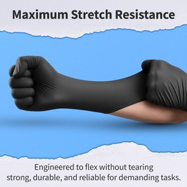 Xpresspak Large Black Disposable Gloves – 100 Pack Nitrile Gloves for Food Handling, Cleaning, Cooking & Kitchen Use – Latex-Free, Powder-Free, Ambidextrous Fit