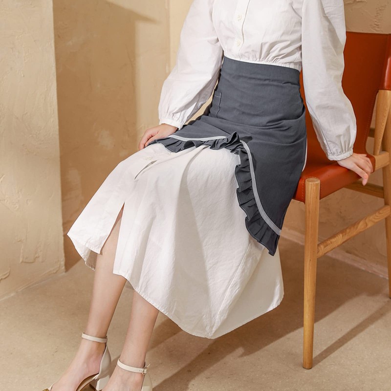 aoozleny Women Half Apron Retro Waist Apron Ruffle Vintage Apron