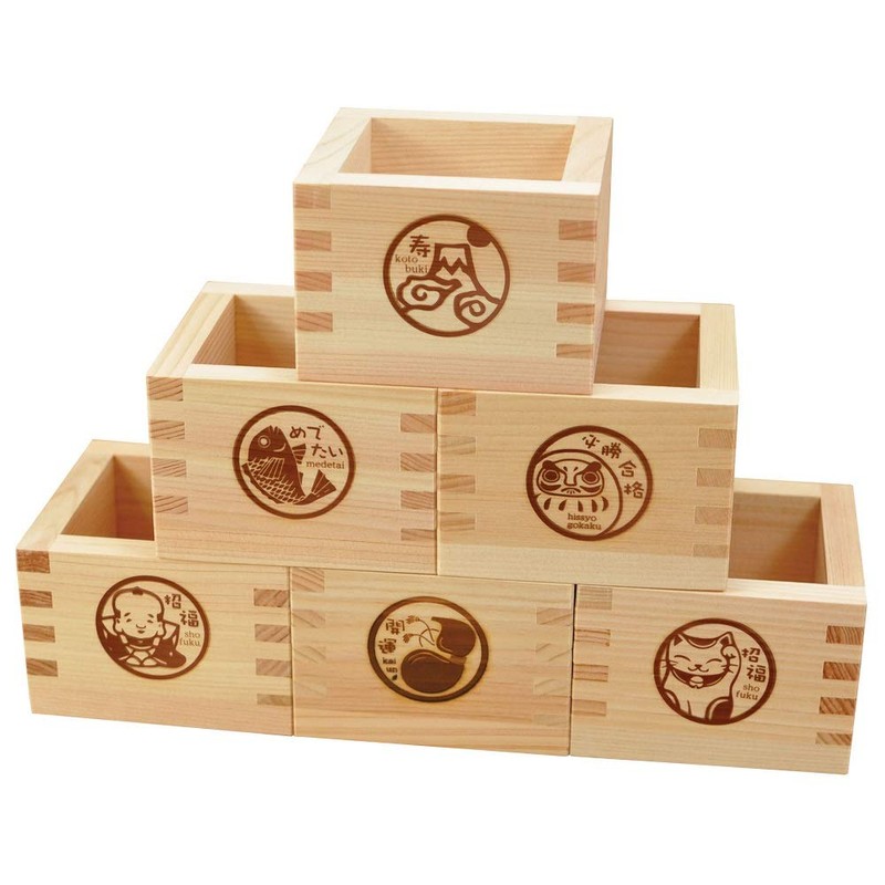 EDOYA Hinoki Wood Sake Cups (Set of 2) Japanese Box