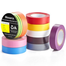 Meoarcx Colored Electrical Tape Vinyl PVC-10 Pack 3/4 in x 60 Ft 5 Mil Waterproof Electric Tape Flame Retardant, Heat Resistant Insulation Tape Indoor Outdoor Wire Wrapping Rainbow (10 Multi-Color)