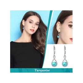 925 Sterling Silver Created Turquoise Earrings for Women, Turquoise Dangle Drop Earrings, Birthday Jewelry for Women Girls