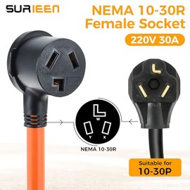 Cable adaptador de secadora NEMA 5-15P a 10-30R, 1.5 pies, 120 V, 15 amperios, enchufe adaptador de secadora de 3 clavijas a 3 clavijas, solo para cable de alimentación EV de dispositivo de 120 V, calibre STW 10 resistente, listado ETL