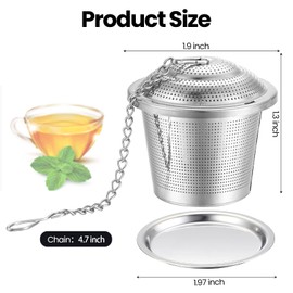9 Pieces Tea Infuser Stainless Steel Tea Strainer with Extended Chain Hook and Saucer Loose Leaf Tea Steeper Fine Mesh Tea Ball Tea Filter for Brew Tea Spices Seasonings Fits Cup Mug Bottle