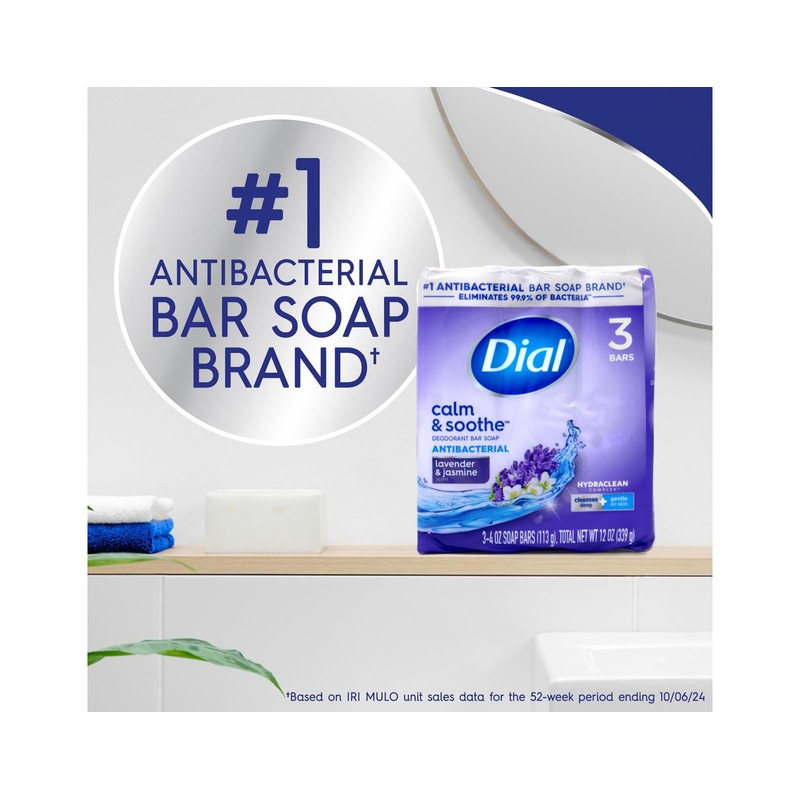Dial Lavender and Jasmine Bar Soap, 3 Count, (Pack of