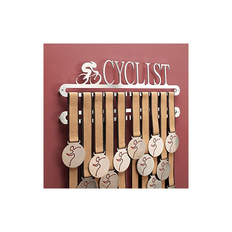 Qthrone Cycling Medal display Double hanger, Cyclist Medal Holder, Brushed