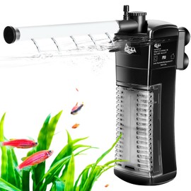 AQQA Aquarium Internal Filter Submersible Power Filter in-Tank with Adjustable Water Flow, Ultra Silent Sponge Filter for Fish Tank Water Crystal Clear