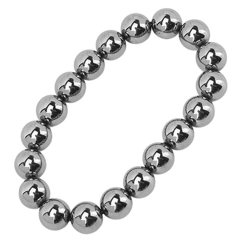 10mm Round Terahertz Beads Bracelet Energy Stone Elastic Flexible Stylish