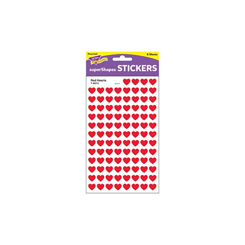 Trend Enterprises Red Hearts Super Shapes Stickers (T-46072)
