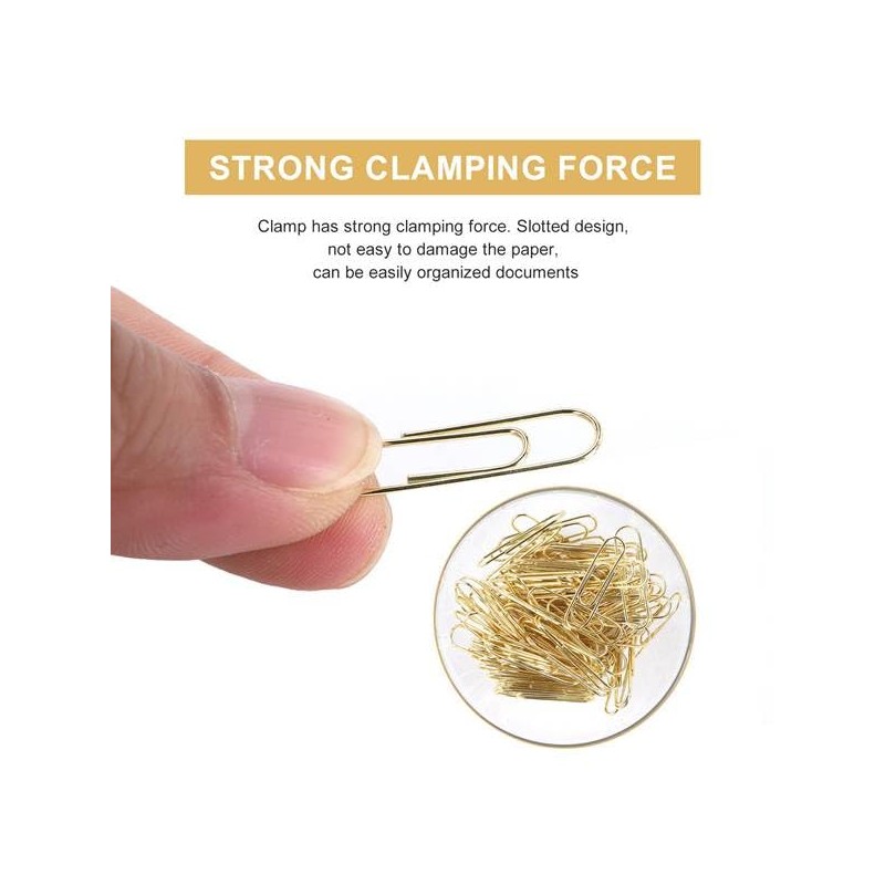 Roundsky Gold Office Clips in Elegant Magnetic Marble Clip Holder,
