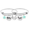 Sweettea 2pcs Family Jewelry Adjustable Bangle with Heart Charms Memorable