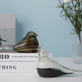 ORRFIDDY Handmade Blown Glass Bird Decor Crystal Bird Sculpture Nature-Themed Home Accents Figurines Modern Art Living Room Shelves Tabletops