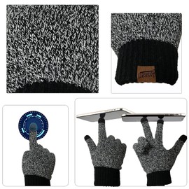 Winter Hats Scarf for Men with Touchscreen Gloves Warm Men's Scaves and Beanie Hat Themal Gloves Set