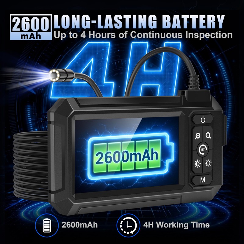 Endoscope Camera with Light, 1080P HD Borescope with 4.3" IPS