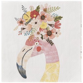 Boston International servilletas de papel para cócteles y bebidas, Floral Flamingo, 5 x 5-Inches, 1