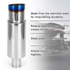 PTNHZ Stainless Steel 2" Inlet 3.5" Outlet Burnt Tip Exhaust Muffler Universal 14.1" Length