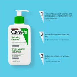 CeraVe Hydrating Cleanser 236ml, CeraVe Facial Cleanser for Face, CeraVe Daily Cleanser Normal to Dry Skin,Moisturizing and mild, suitable for sensitive skin