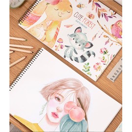 Sketchbook, A4 drawing pad with spiral binding, sketch pad, hard cover, spiral pad, 50 sheets, paper, colouring pad, children's drawing book, drawing paper, blank spiral book for painting, memos,