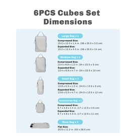 Hynes Eagle Compression Packing Cubes for Suitcase, 6 PCS Travel Organisers Bags for Backpack & Luggage, Holidays Travel Essentials Clothes Shoes Cosmetics Storage Bags