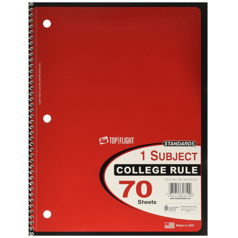 Top Flight 1-Subject Notebook, College Rule