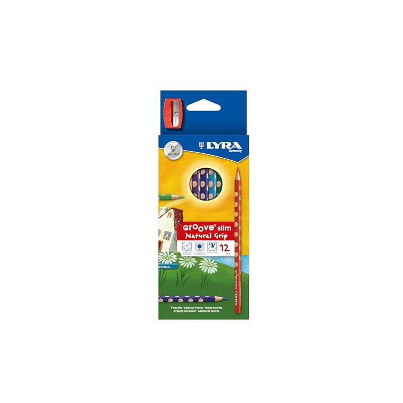 LYRA Groove Slim Wooden Colouring Pencils, 12 Pieces in Assorted