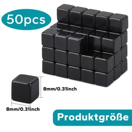 MIN CI Pack of 50 Magnets for Magnetic Board, 8 x 8 x 8 mm Mini Magnets Strong Magnet Small, Black Neodymium Magnets Strong Magnets Board Magnets Fridge Magnets
