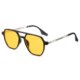 Cyxus Aviator Sunglasses for Women Trendy Shades UV Protection for Beach Music Festivals Shopping（1195H01 Yellow）
