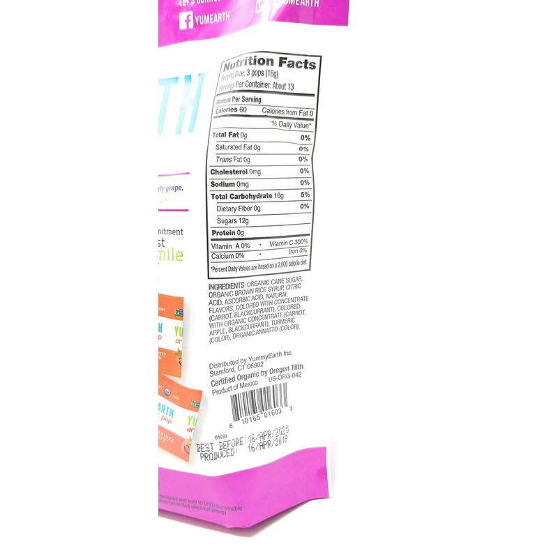 Yummy Earth Lollipop, OG2, VIT C, 40+, 8.5 OZ (2