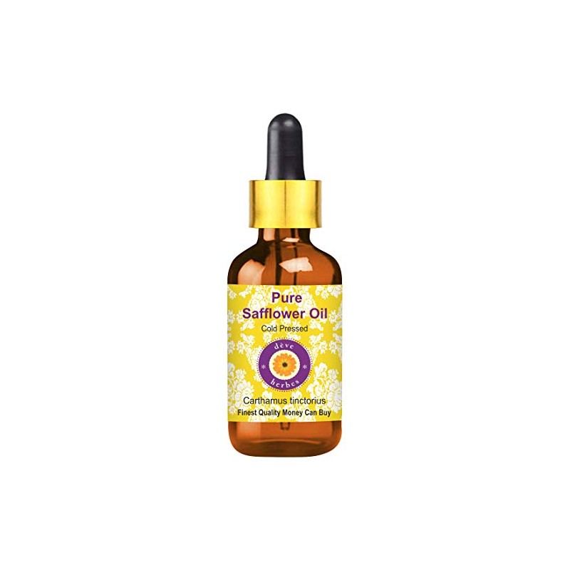 Deve Herbes Pure Safflower Oil (Carthamus tinctorius) with Glass Dropper