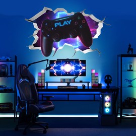 3D Gaming Wall Stickers, Gamer Controller Decals Gaming Wall Art, Wall Decals for Bedroom Playroom