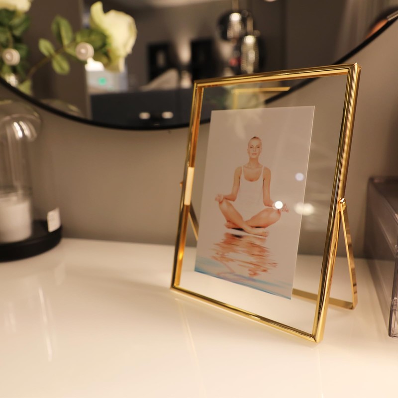 AhaGo Gold Floating Picture Frame (6x8 Inches, Vertical), For Photo