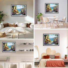 DAERLE 5D DIY Diamond Painting Seascape View, Diamond Painting Kits for Adults Landscape, Embroidery Diamond Pictures Arts Crafts for Beginner Home Wall Decor 40x30cm Flower Street