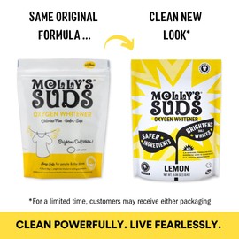 Molly's Suds Oxygen Whitener | Powerful Bleach Alternative, Chlorine Free & Color Safe | Brightens Whites and Removes Stains (Lemon Essential Oil - 41.09 oz)
