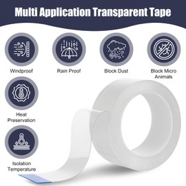 Window Weather Sealing Tape, Transparent Weather Stripping for Doors Windows and Shower Glass Crevice Bathroom, Residue-Free (2IN x 33FT)